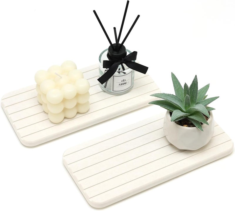 Deceram Diatomaceous Earth Dish Drying Mat for Bathroom Sink Tray Kitchen Counter Soap Dish White Diatomite Stone Sink Trays Absorbent Coasters Water Absorbing Stone Quick Drying Tray Kitchen Sink Accessories - Image 1